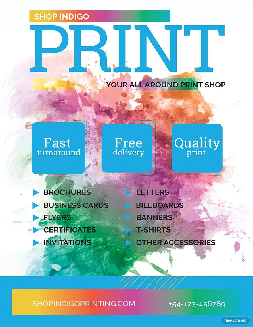 Print Shop Flyer Template In Word Illustrator PSD Publisher 