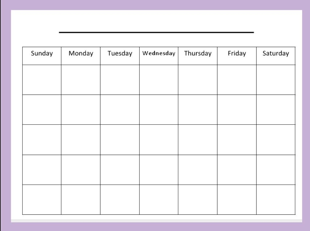 Blank Printable 4-Week Calendar