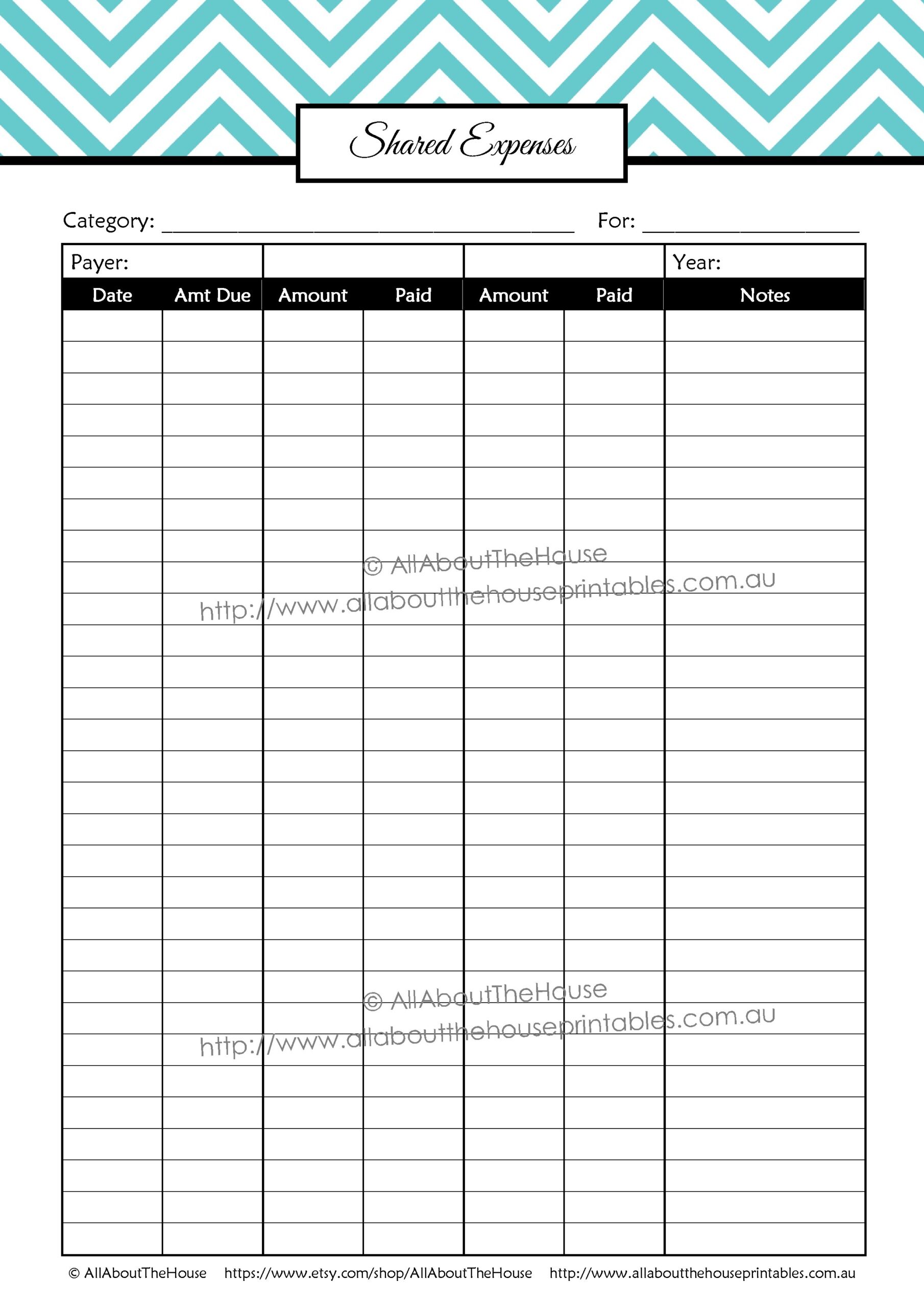 Printable Form Keep Track Of Expenses Free