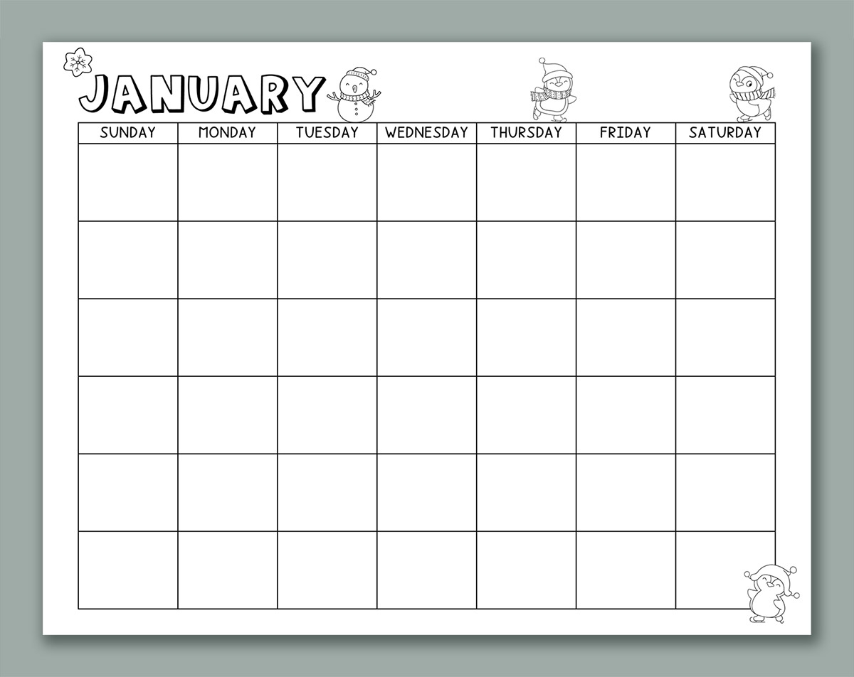 Blank Printable Calendar Moms