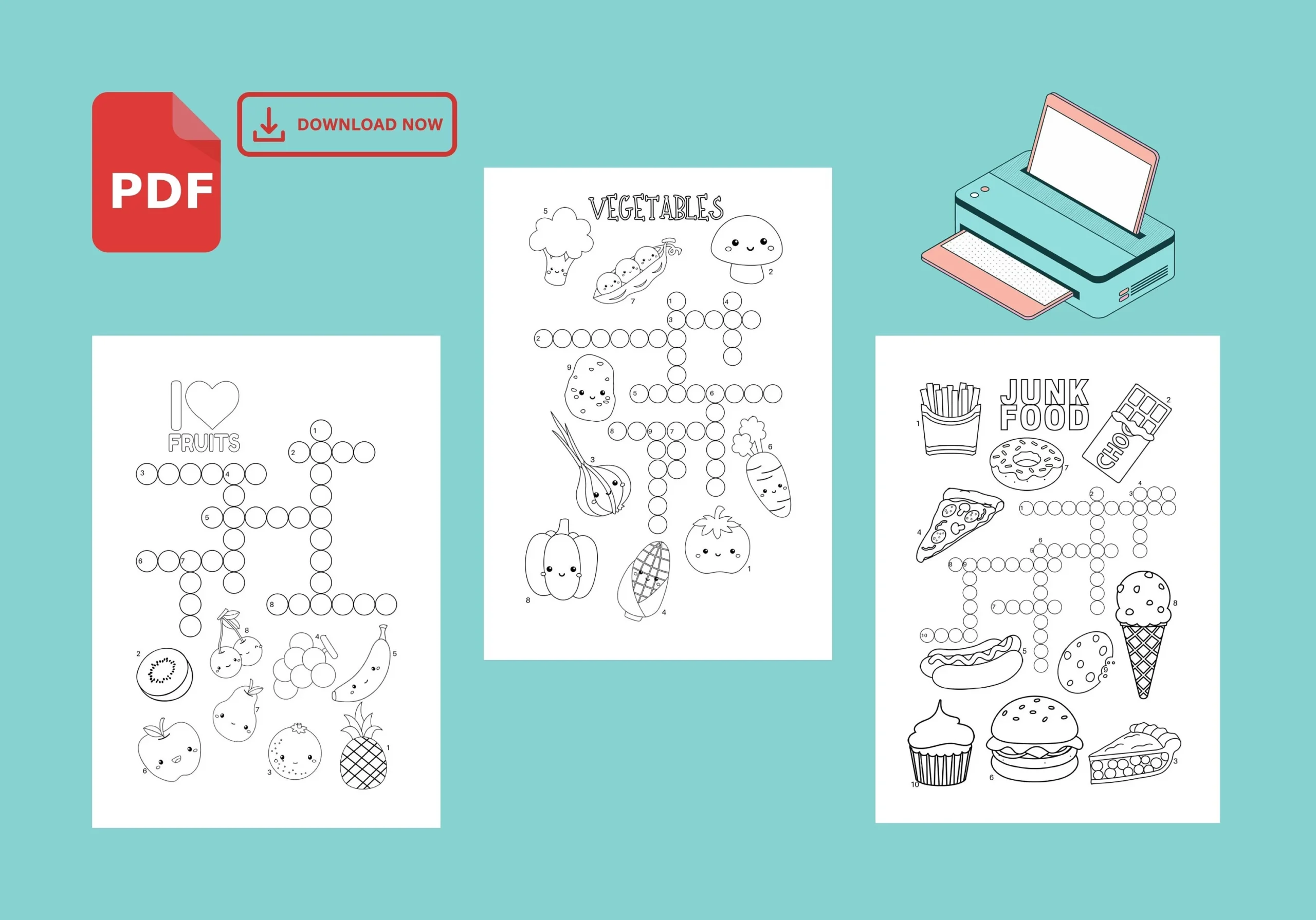 Printable Crossword Puzzles Coloring Worksheet Activity For 