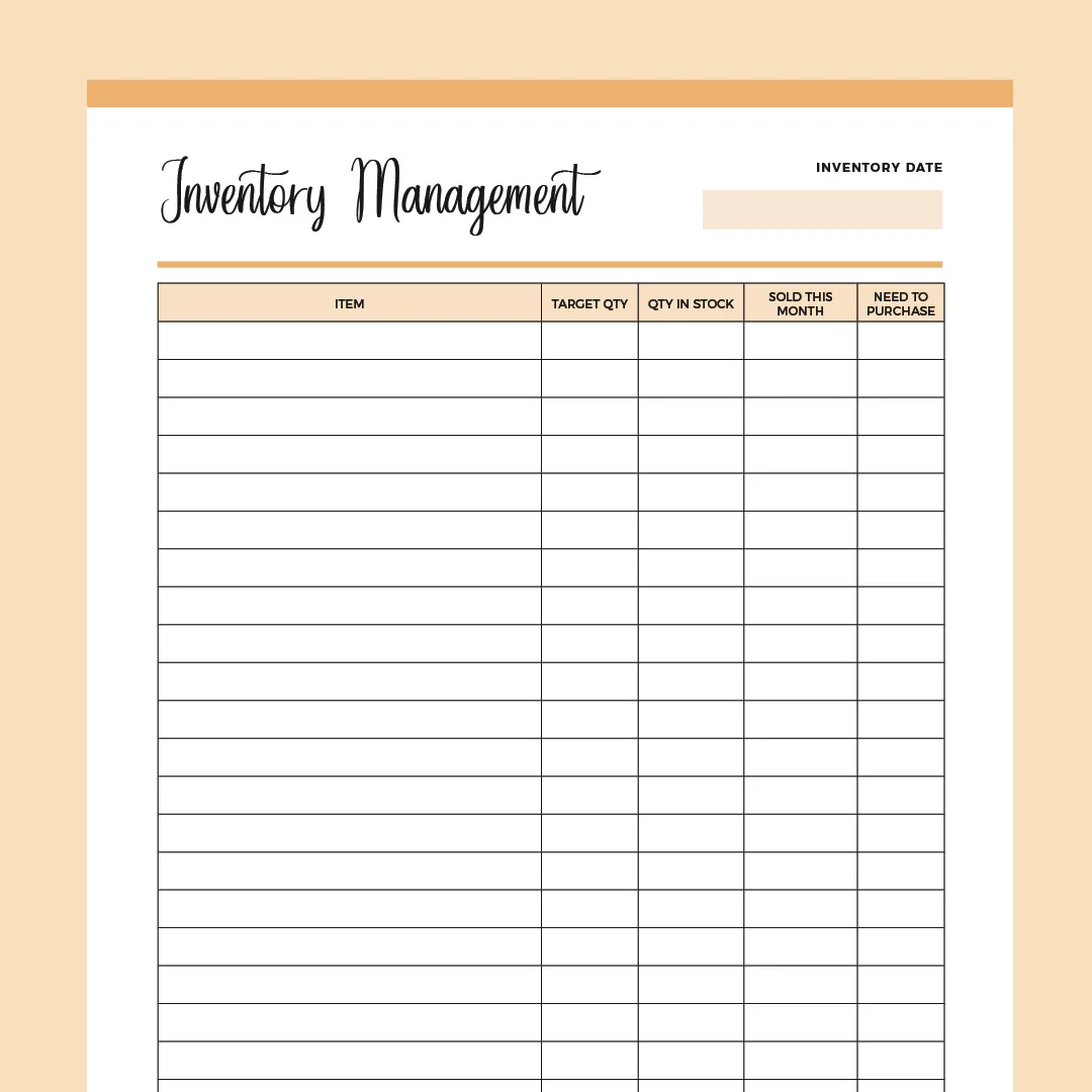 Printable Simple Inventory Template