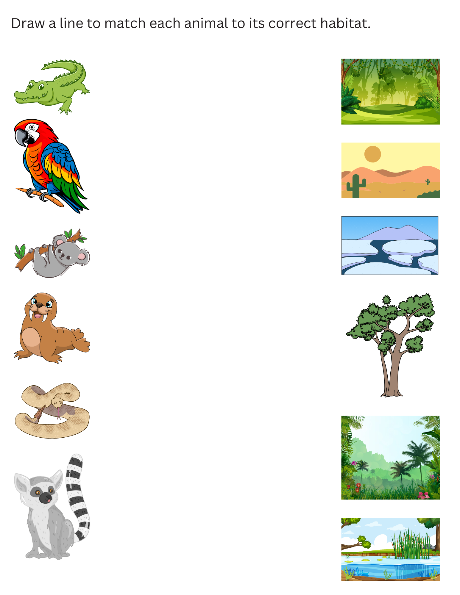Animal Habitats For Kids Printable