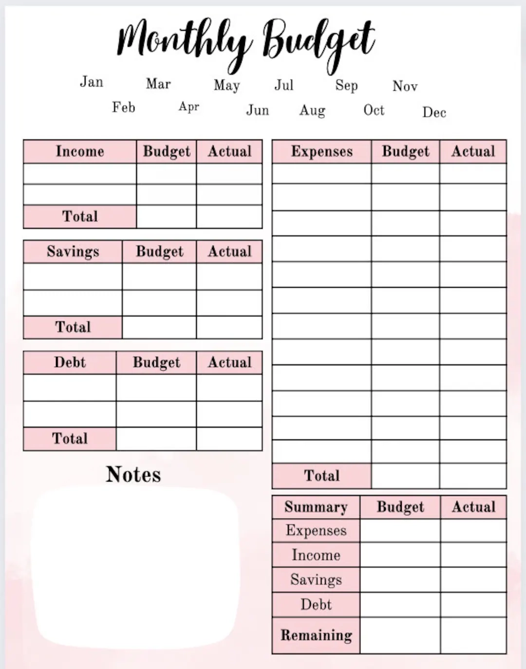 Printable Monthly Budget Template Biweekly Budget Worksheet 