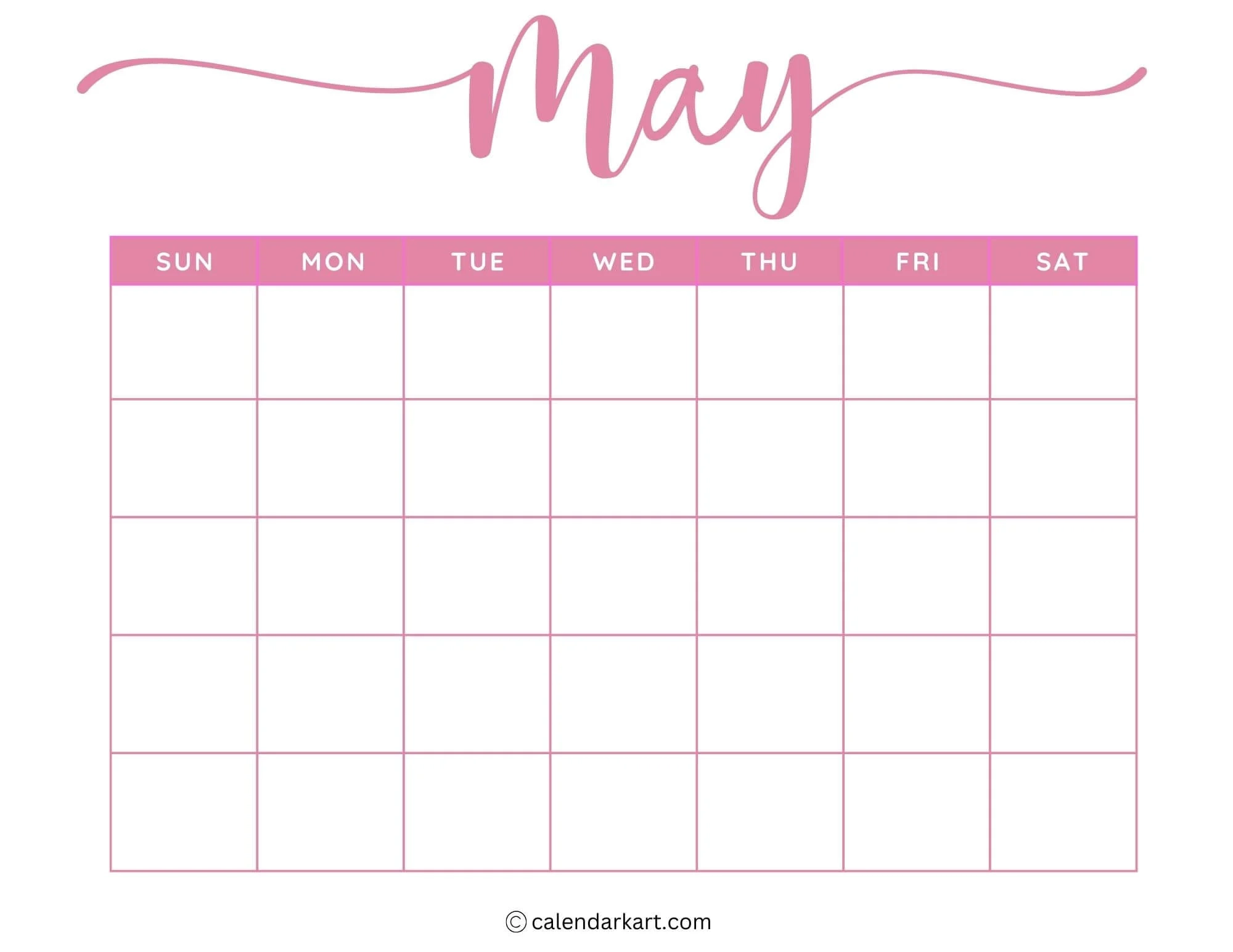 Blank Monthly Calendar Printable Cute