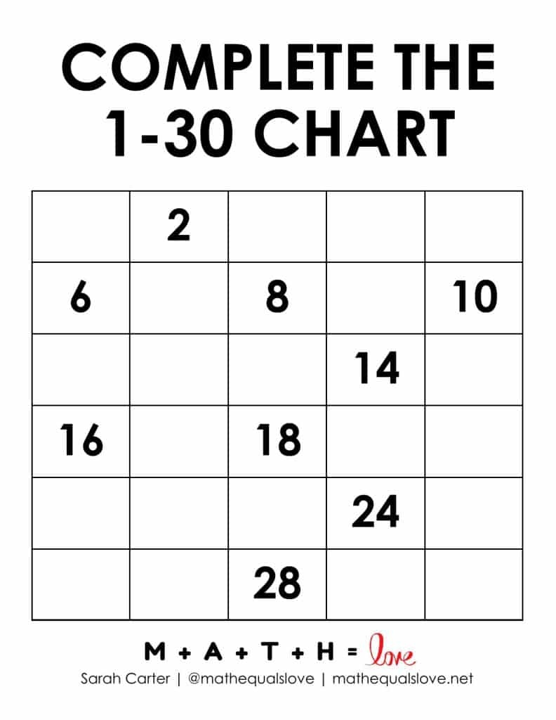 Printable Number Worksheets 1 30