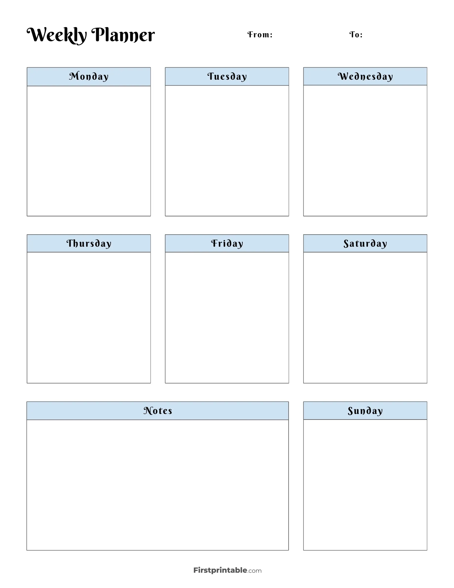Printable Blank Calendar Week