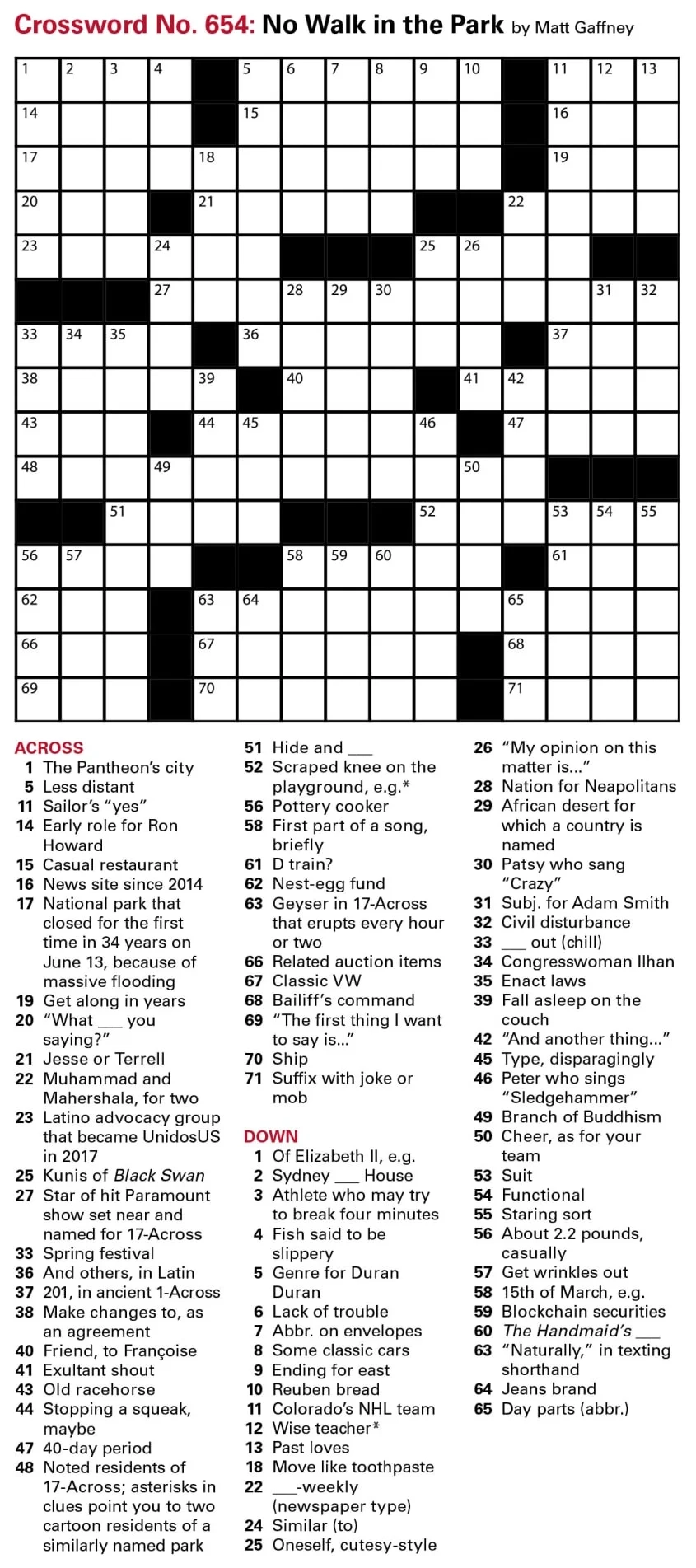 Detroit Newspaper Printable Crossword Puzzles