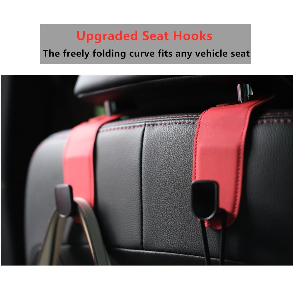 Qirc Auto Haken 2 St ck Leder Organizer Taschenhaken Universal R cksitz Kopfst tzen Aufh nger F r H ngetaschen Handtasche Einkaufstaschen 