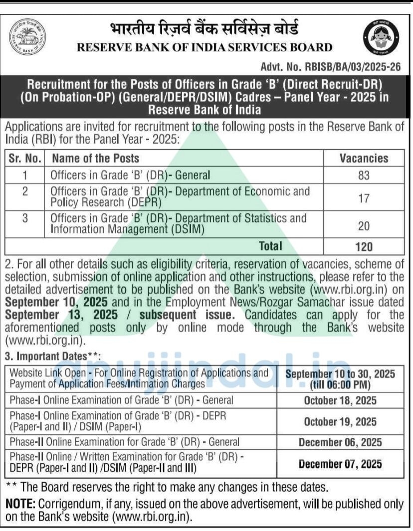 Rbi Grade B Application Form 2026 Fees