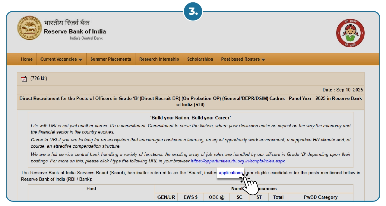 rbi grade b application process has been started check steps to