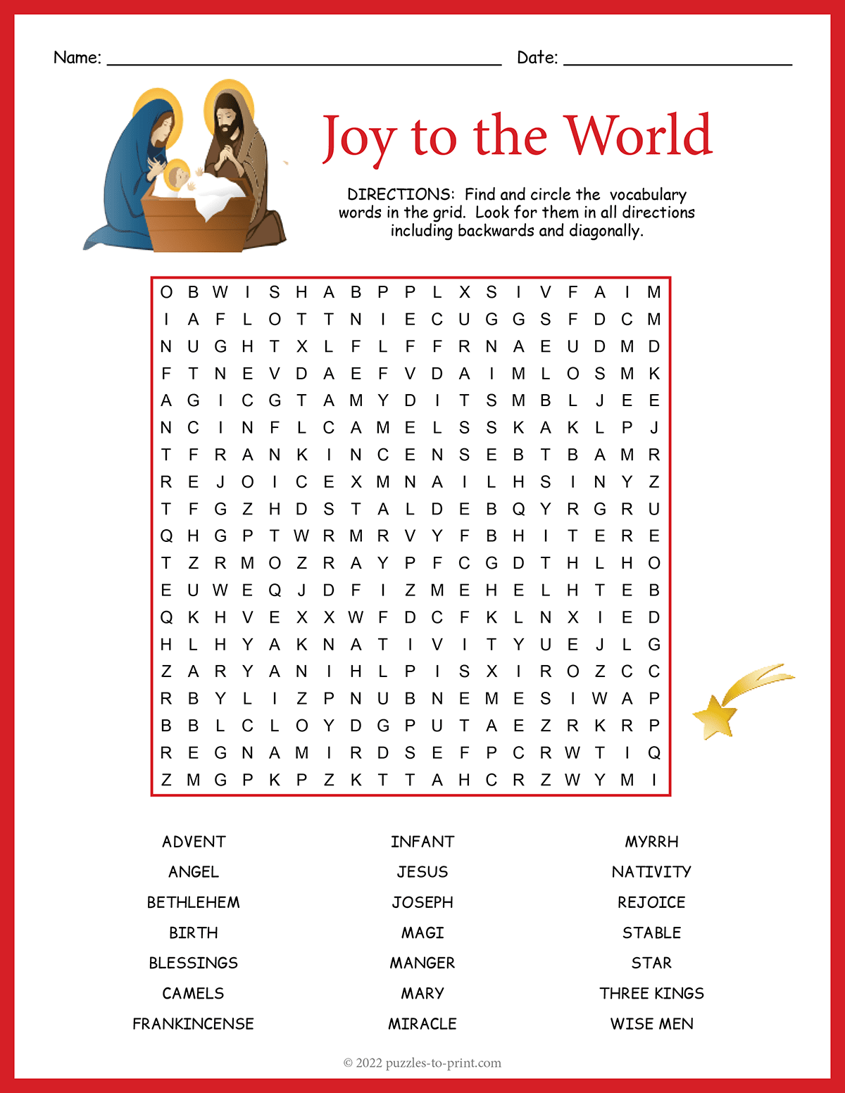 Religious Christmas Puzzles Printable