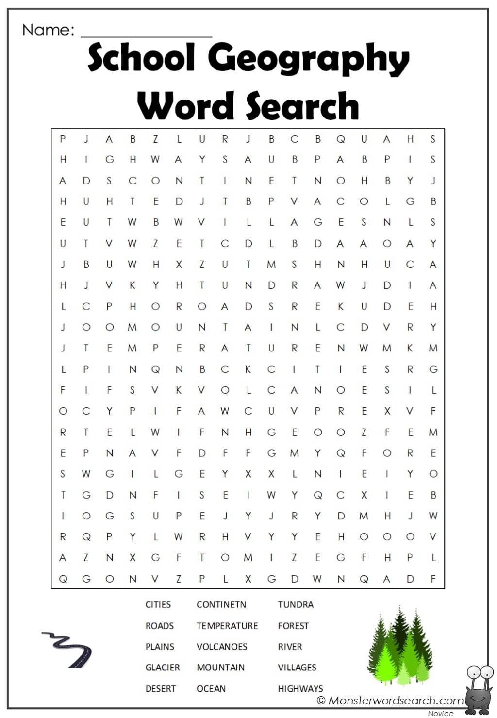 Geography Word Search Printable