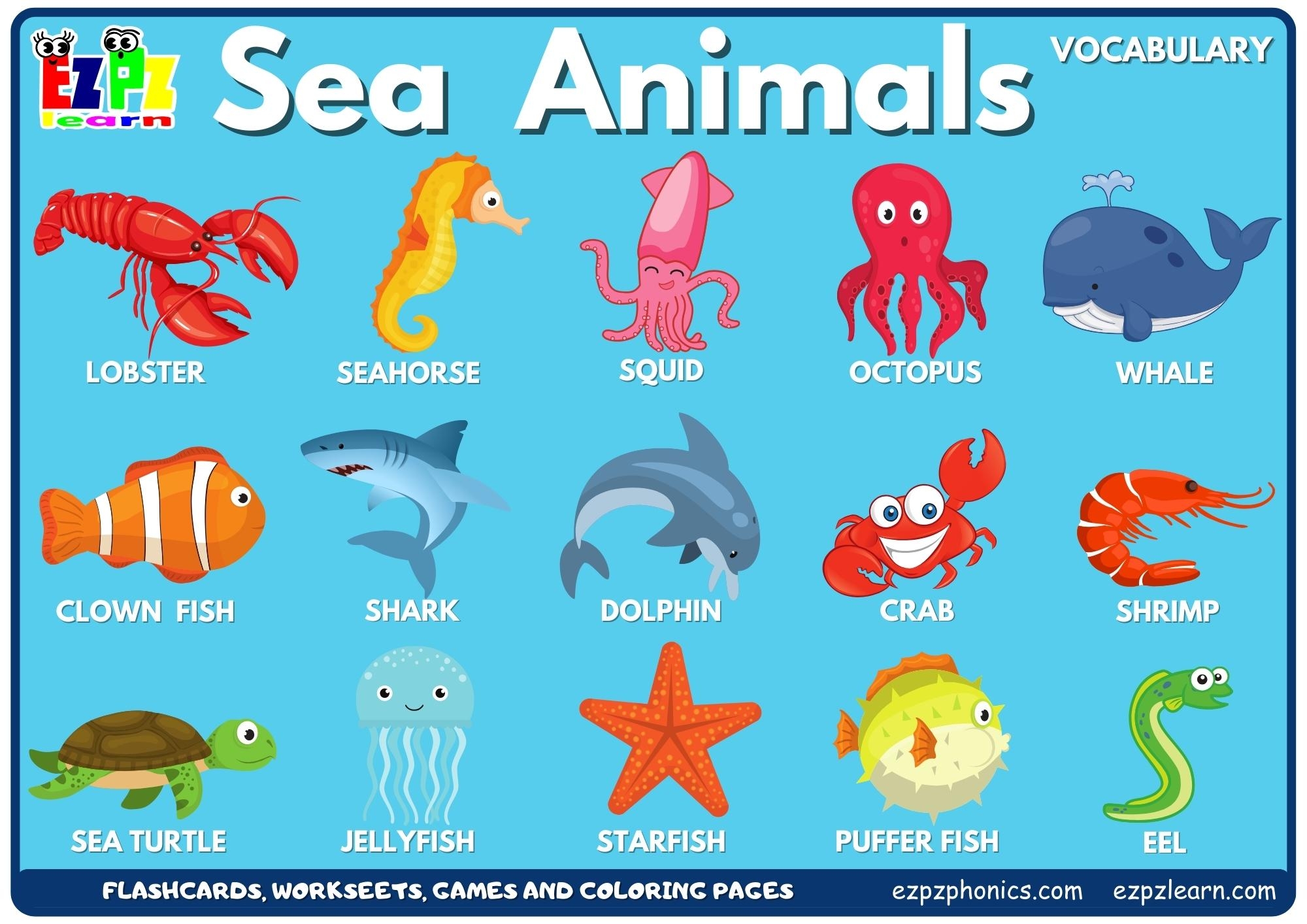 Sea Animals Vocabulary Picture Dictionary Join Now For Free 