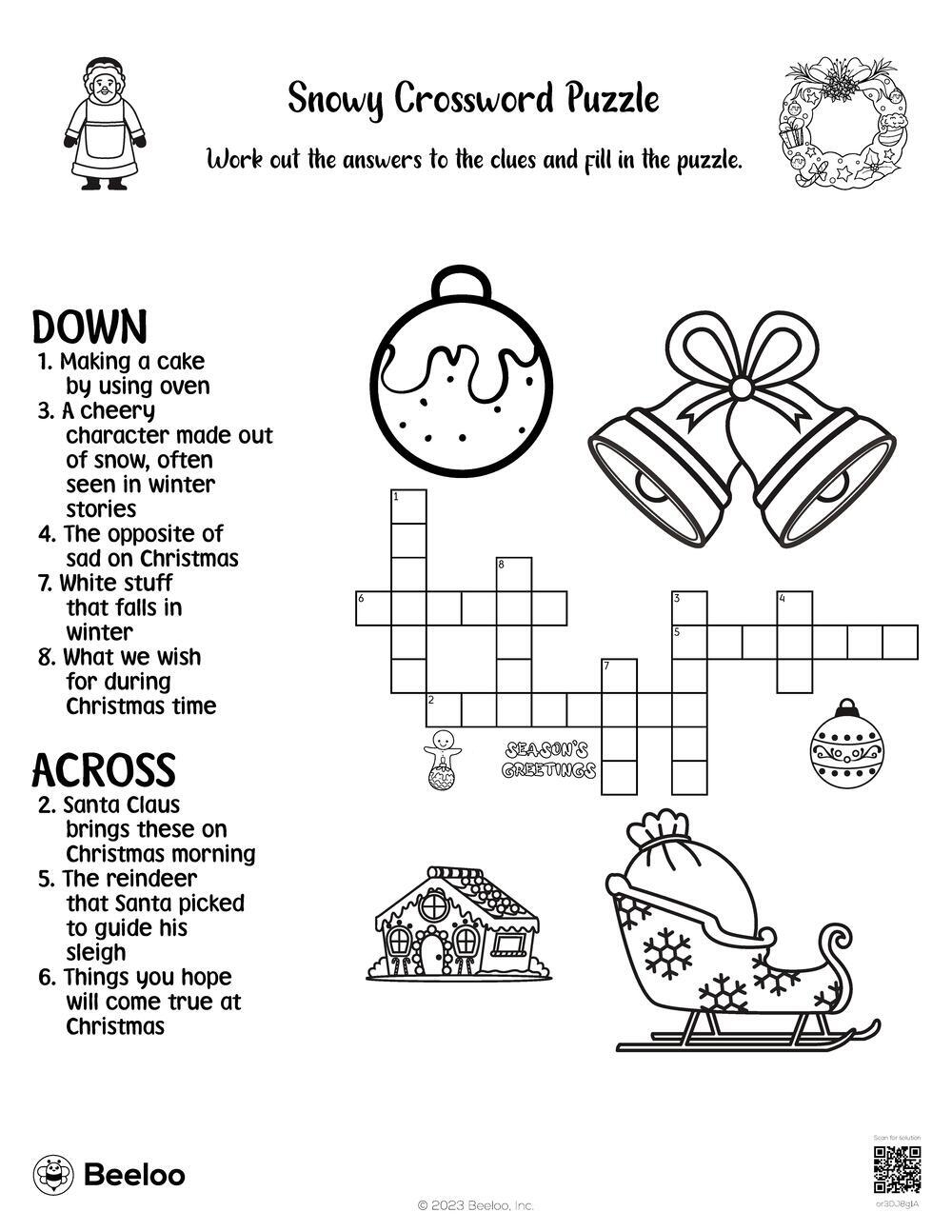 Snowy Crossword Puzzle Beeloo Printable Crafts And Activities 