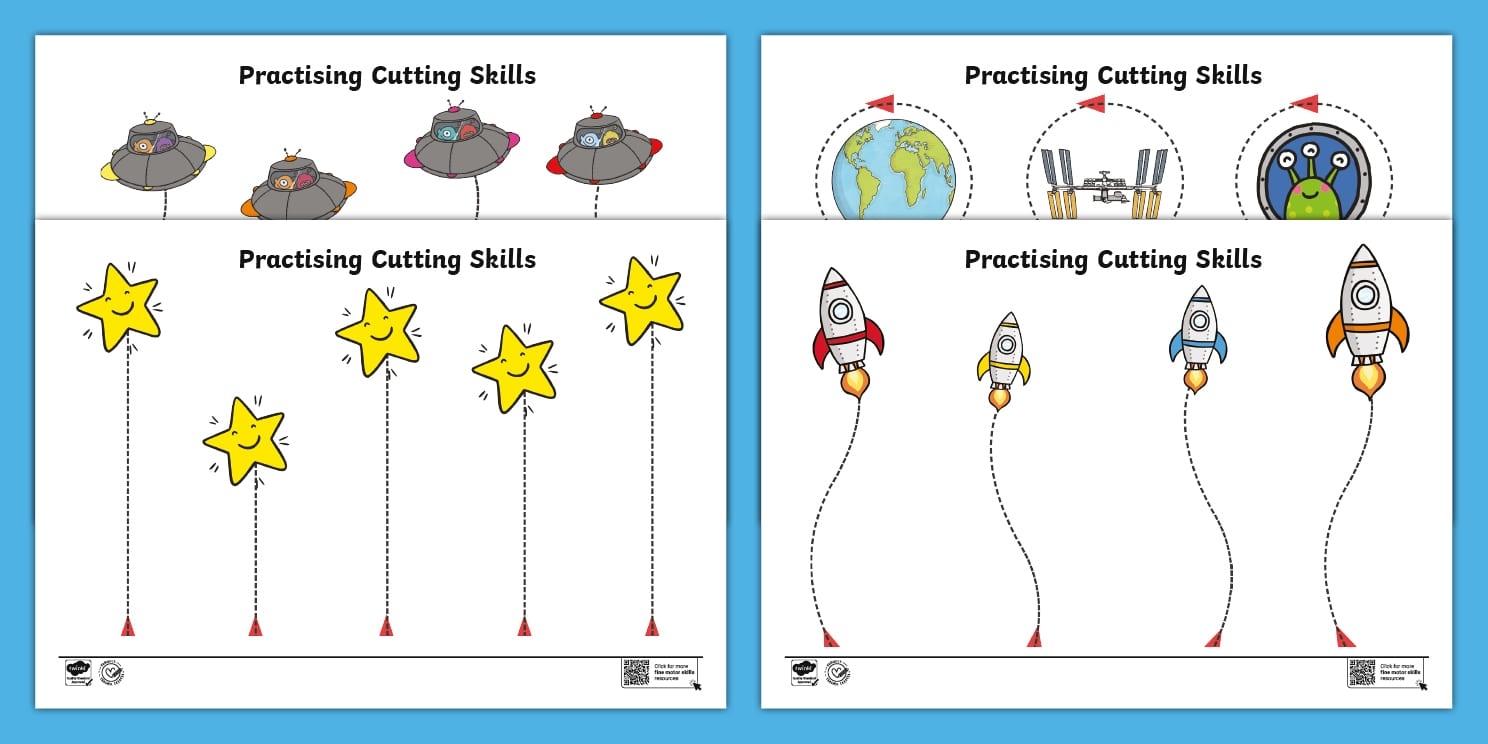 Space Themed Scissor Skills Worksheet Pack Fine Motor Skills 