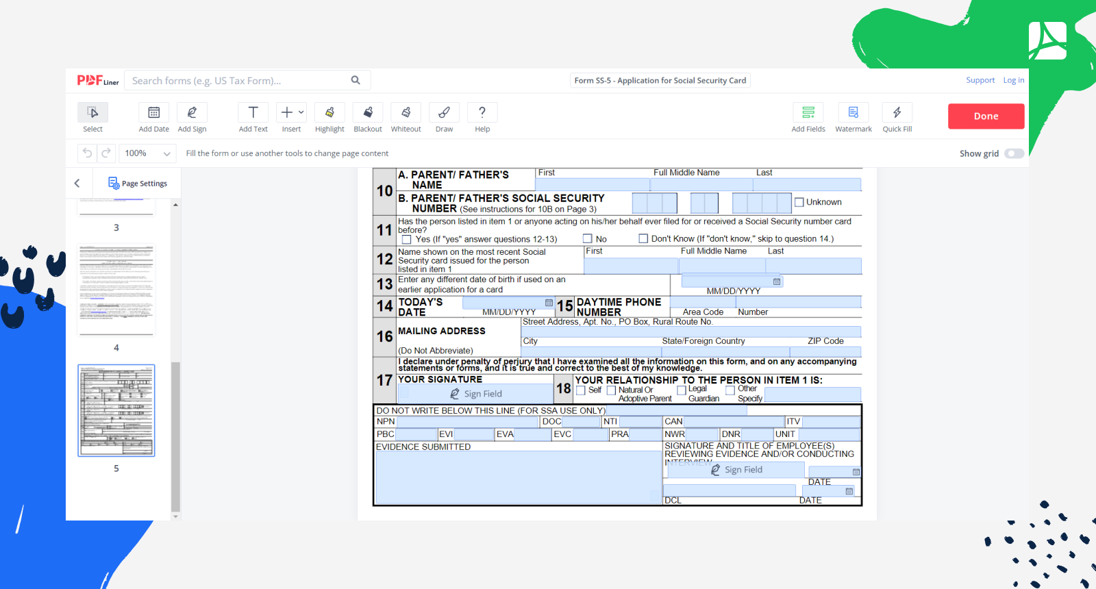 Ss5 Form Pdf Printable