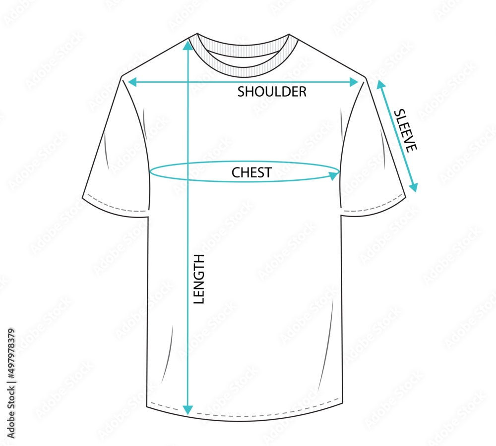 Stock Vektorgrafik men T Shirt Design With Size Chart Template 