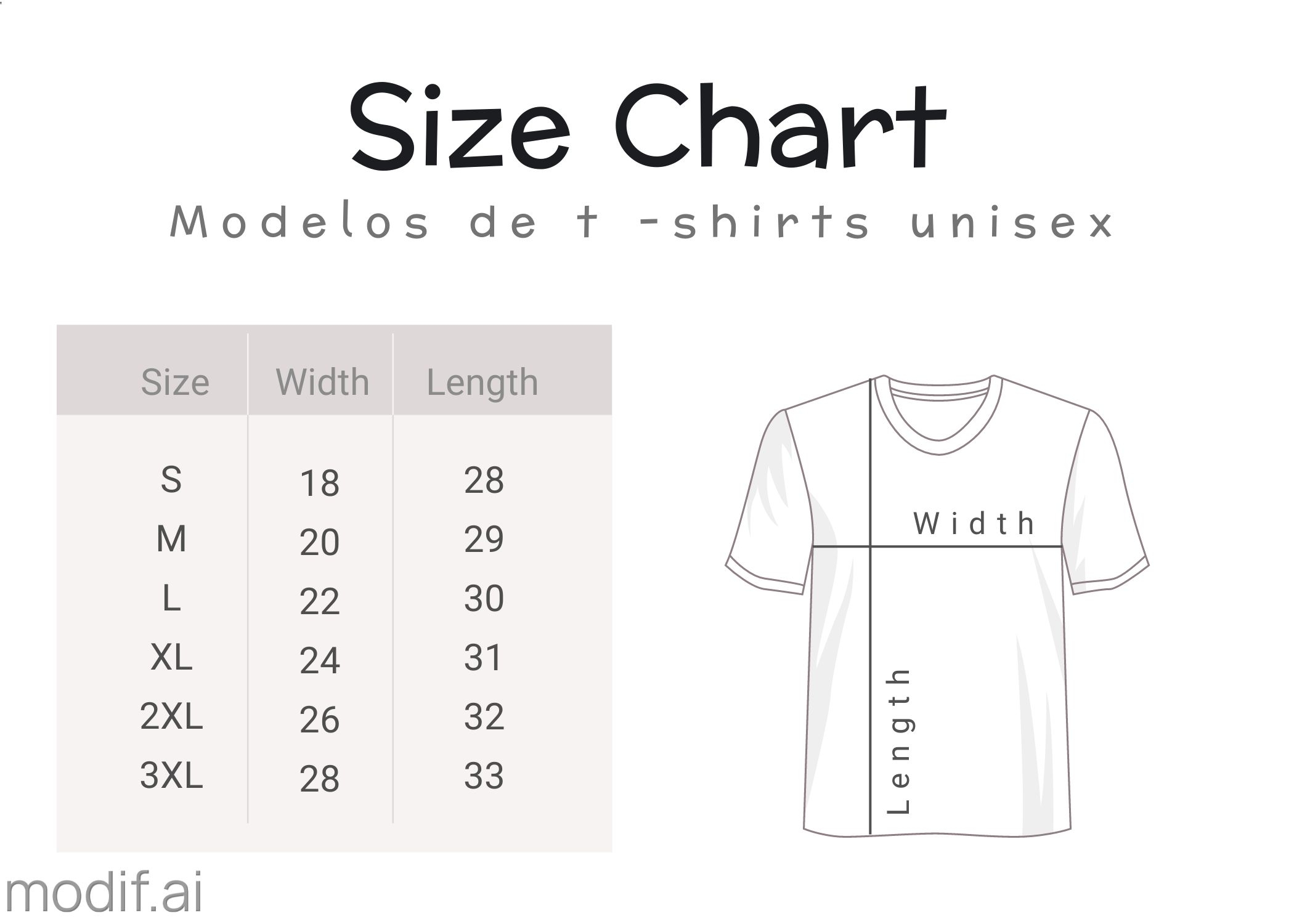 T Shirt Size Guide Customizable Template Mediamodifier