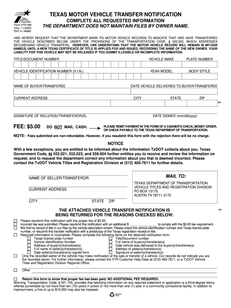 Texas Title Transfer Form Fill Out amp Sign Online DocHub