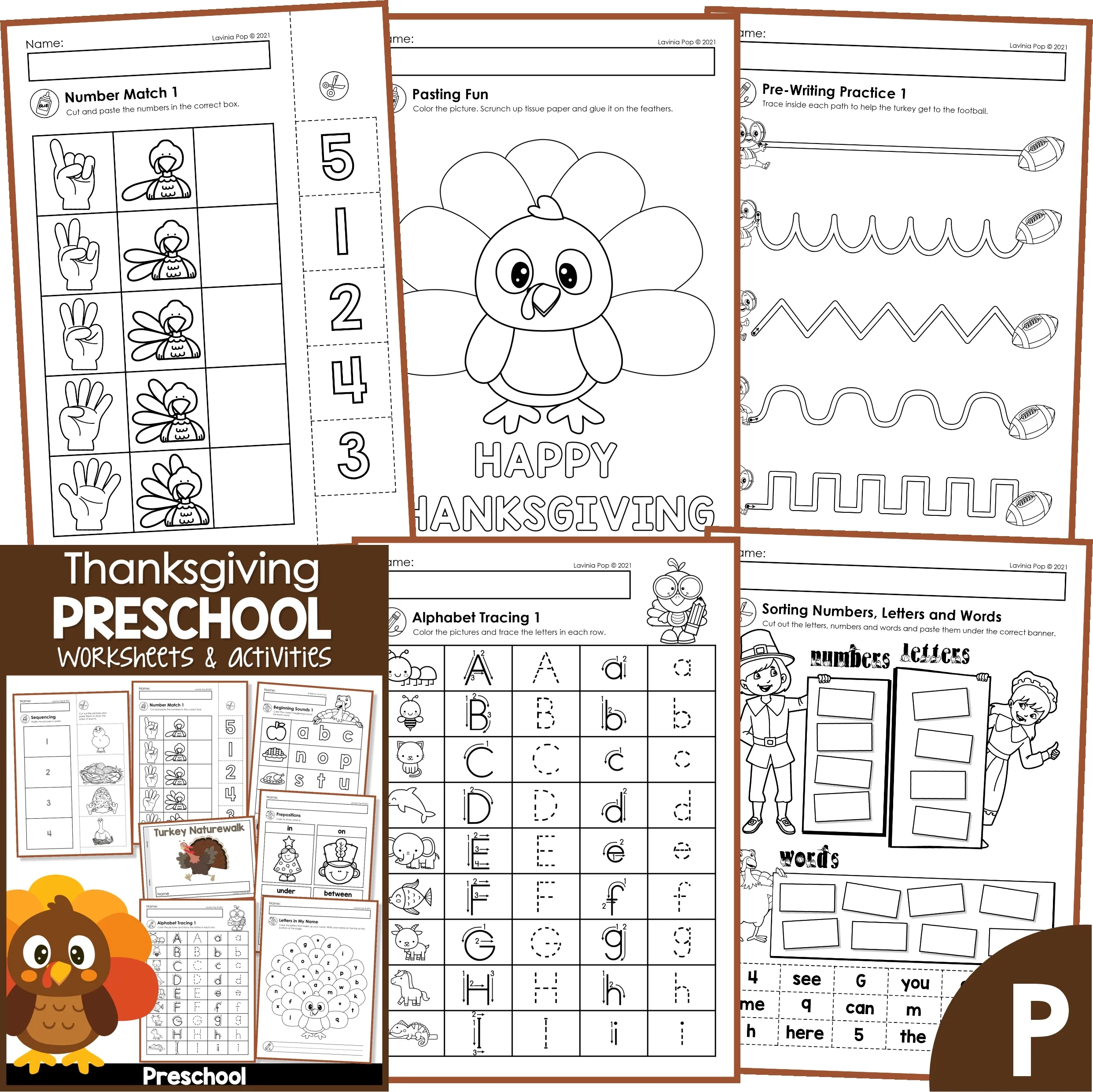 Thanksgiving No Prep Preschool Worksheets amp Activities In My World