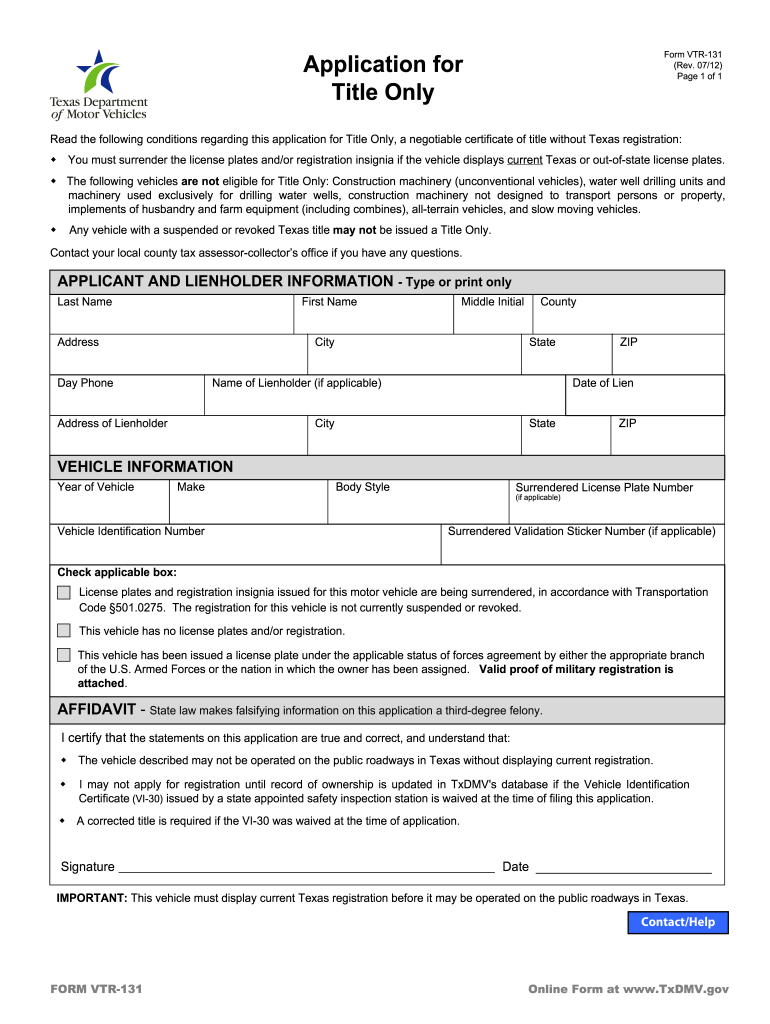Title Transfer Form Texas Fill Out amp Sign Online DocHub