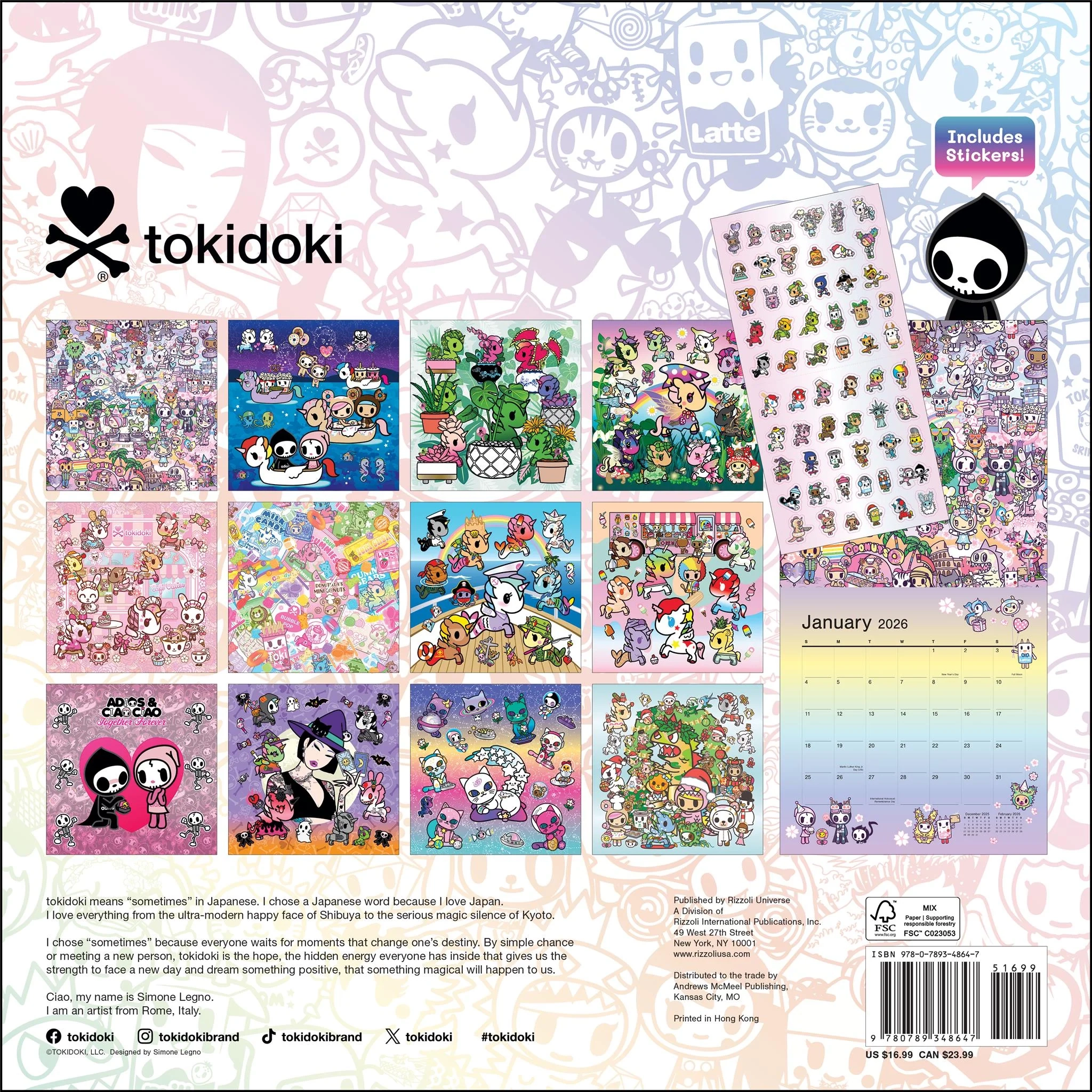 Tokidoki Wall 2026 Calendar