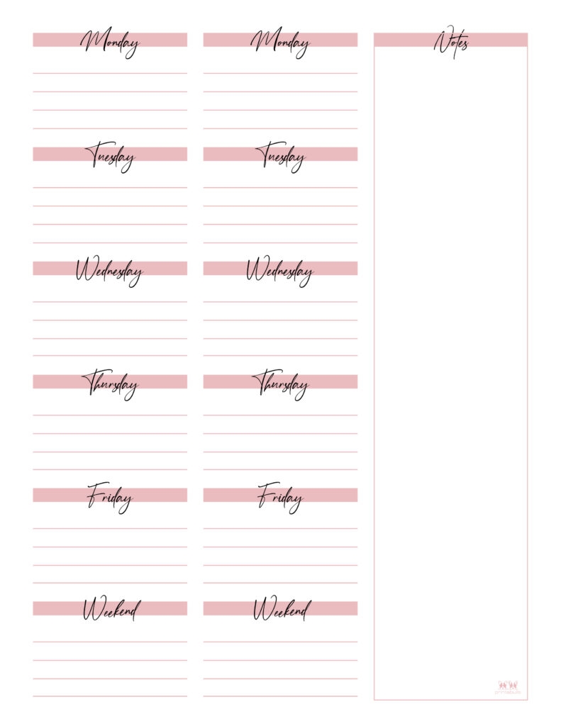 Two Week Planners Free Printables Printabulls