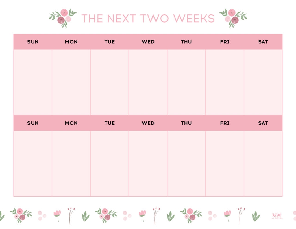 2 Week Blank Calendar Printable