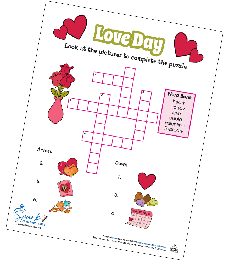 Valentine Crossword Puzzles Printable