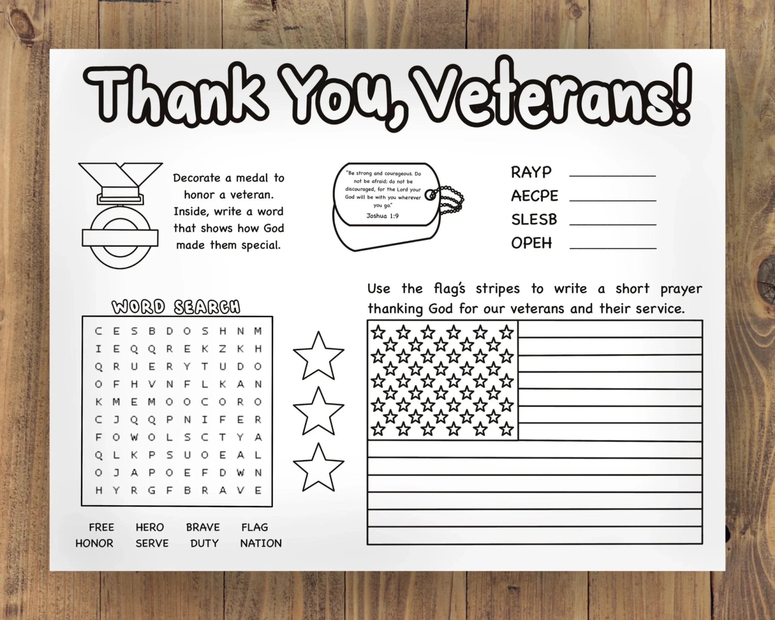 Free Printable Veterans Day Worksheets