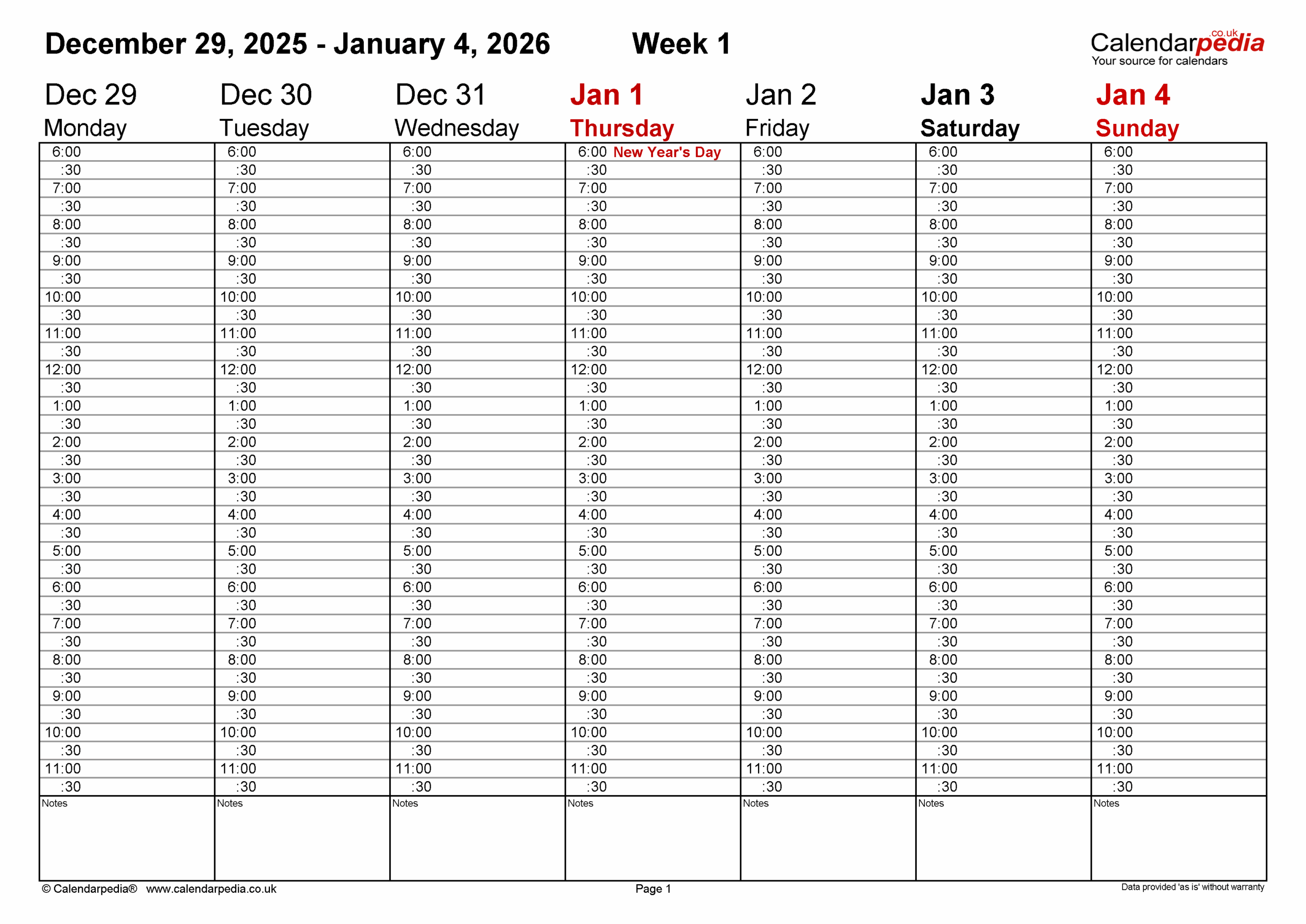 Weekly Calendar 2026 UK Free Printable Templates For Excel