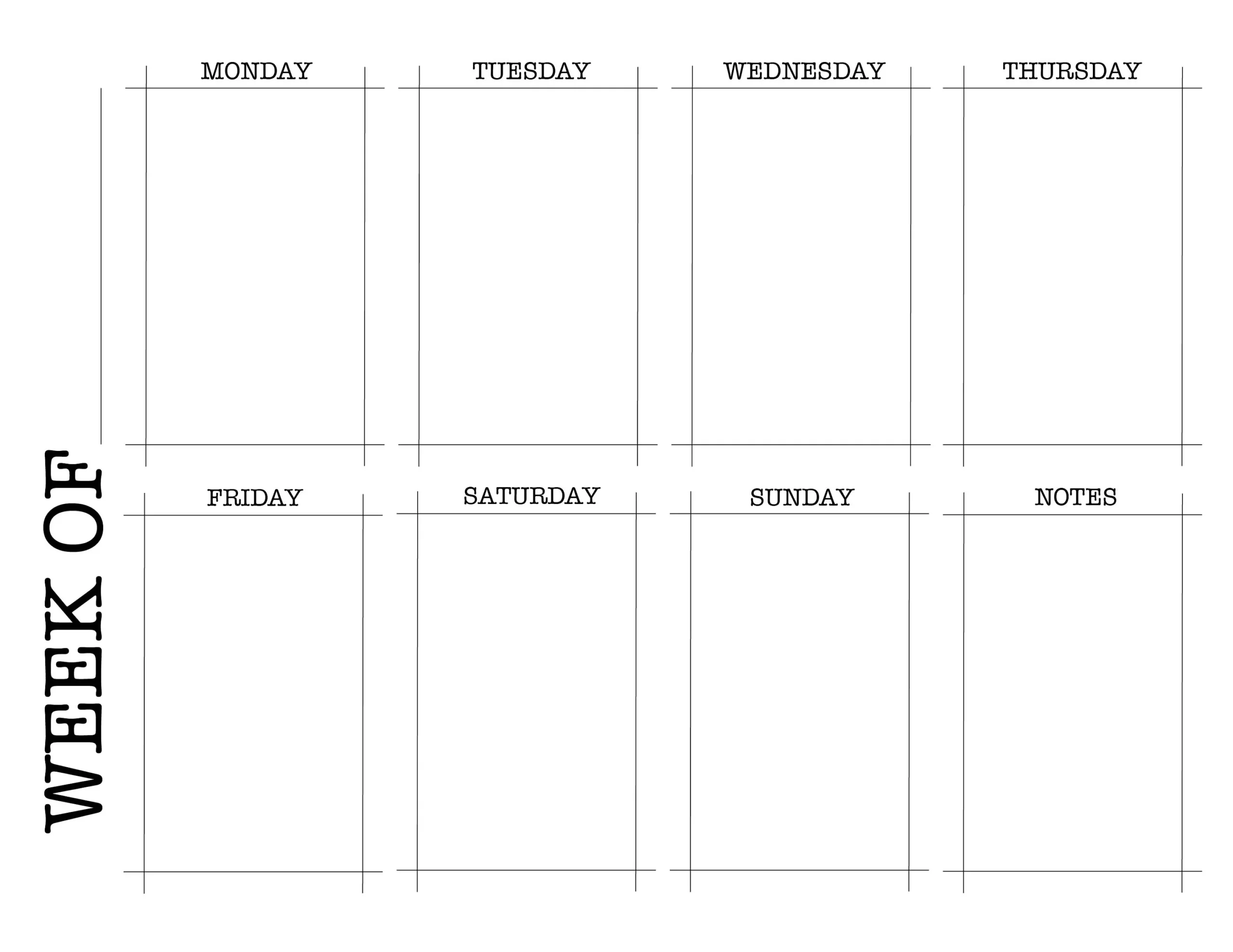 A Blank Weekly Calendar Printable