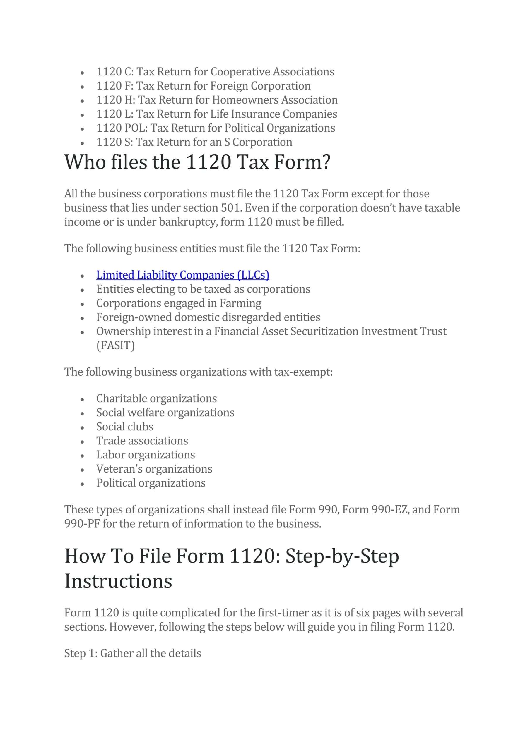What Is An 1120 Tax Form How To File It PDF