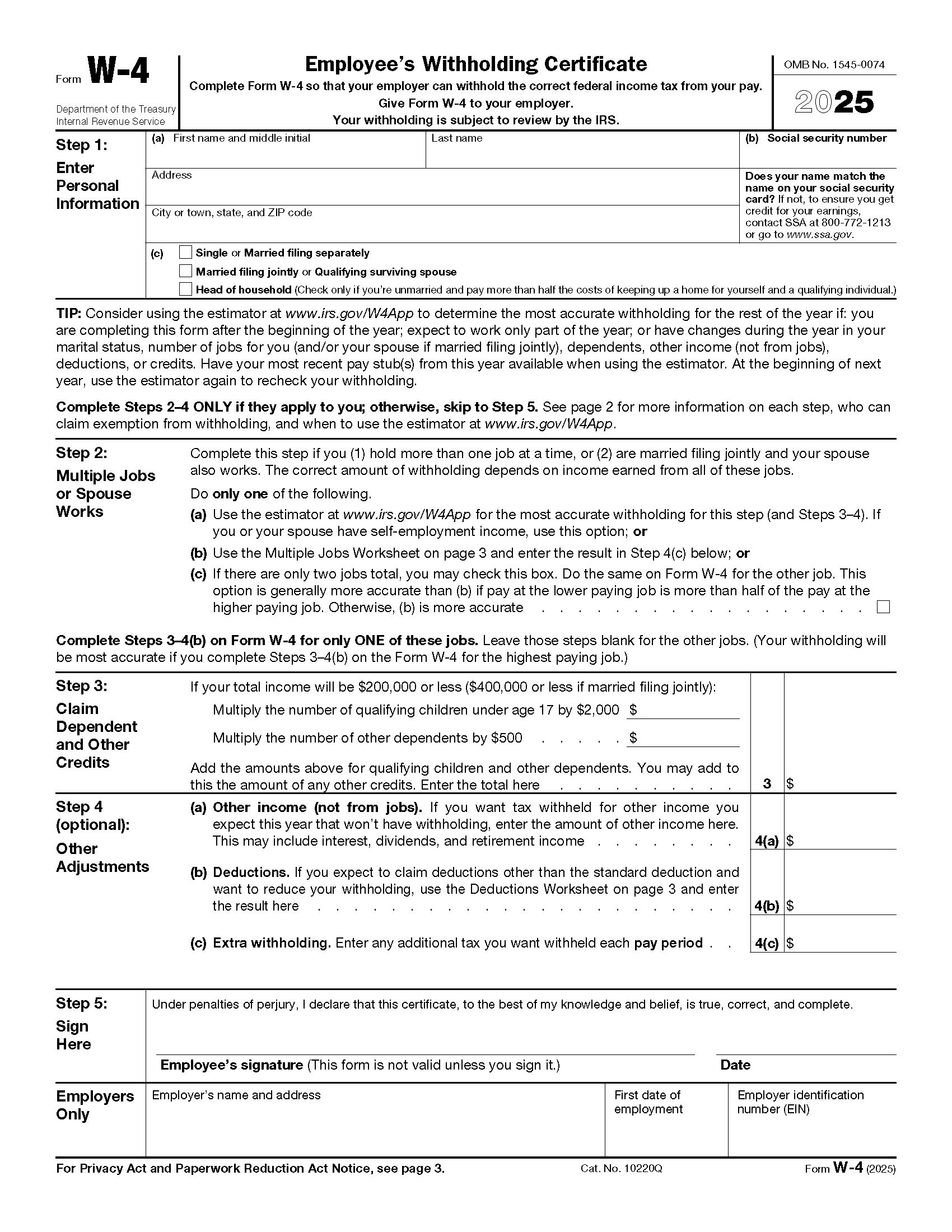Who Should Complete IRS Form W 4 