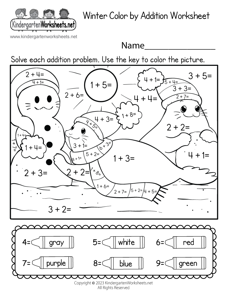 Winter Color By Addition Worksheet Free Printable Digital amp PDF