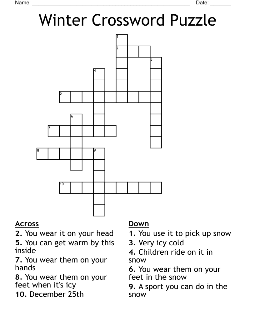 Printable Crossword Puzzles Winter