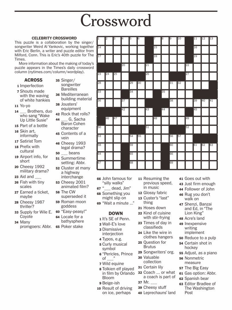 Daily Free Printable Crossword Puzzles