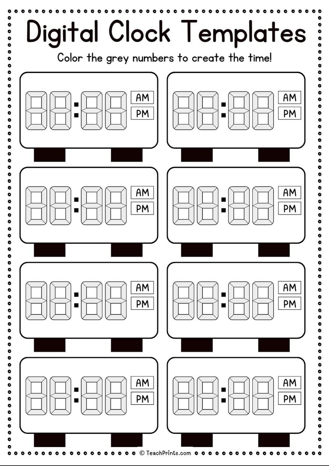 Free Printable Digital Clock Worksheets