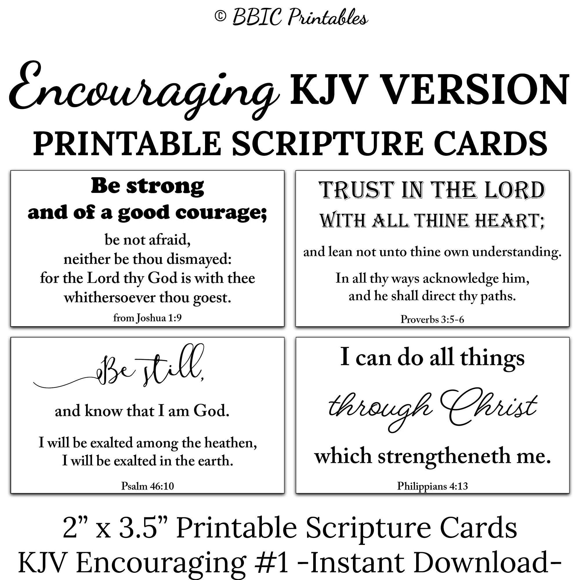 10 KJV Encouraging Printable Scripture Cards C1 Instant DOWNLOAD 