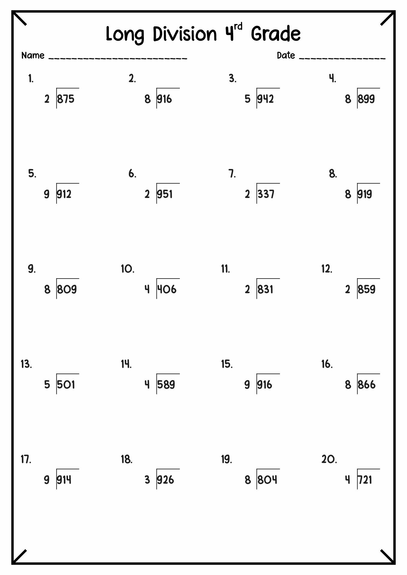 12 Long Division With Remainders Worksheets 4th Grade Worksheets 