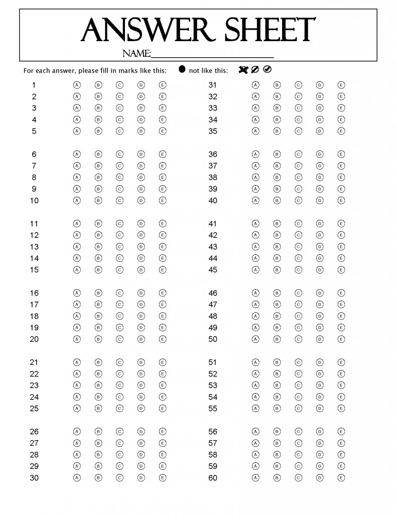 Printable Bubble Sheet Template