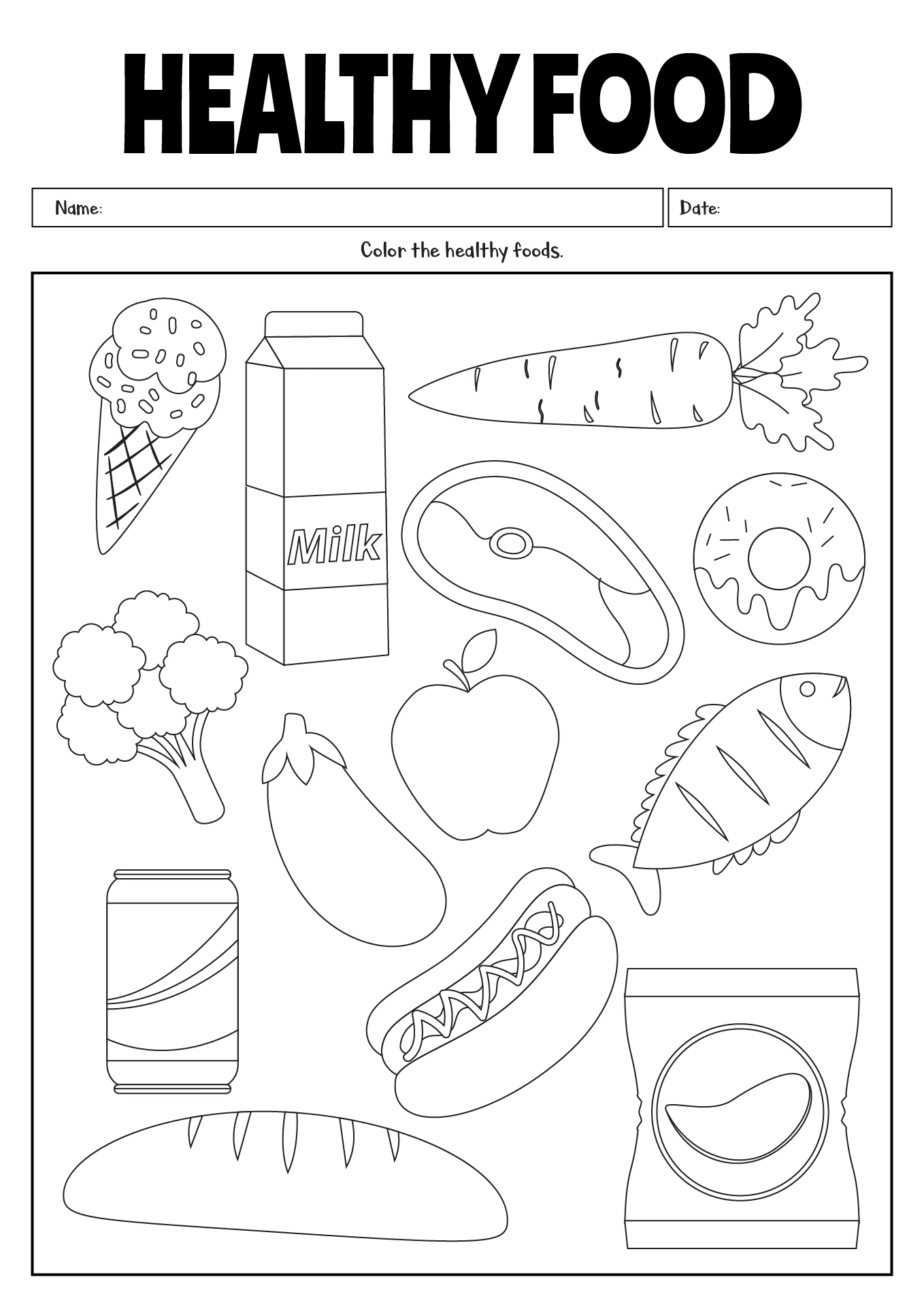 Worksheet On Healthy Food