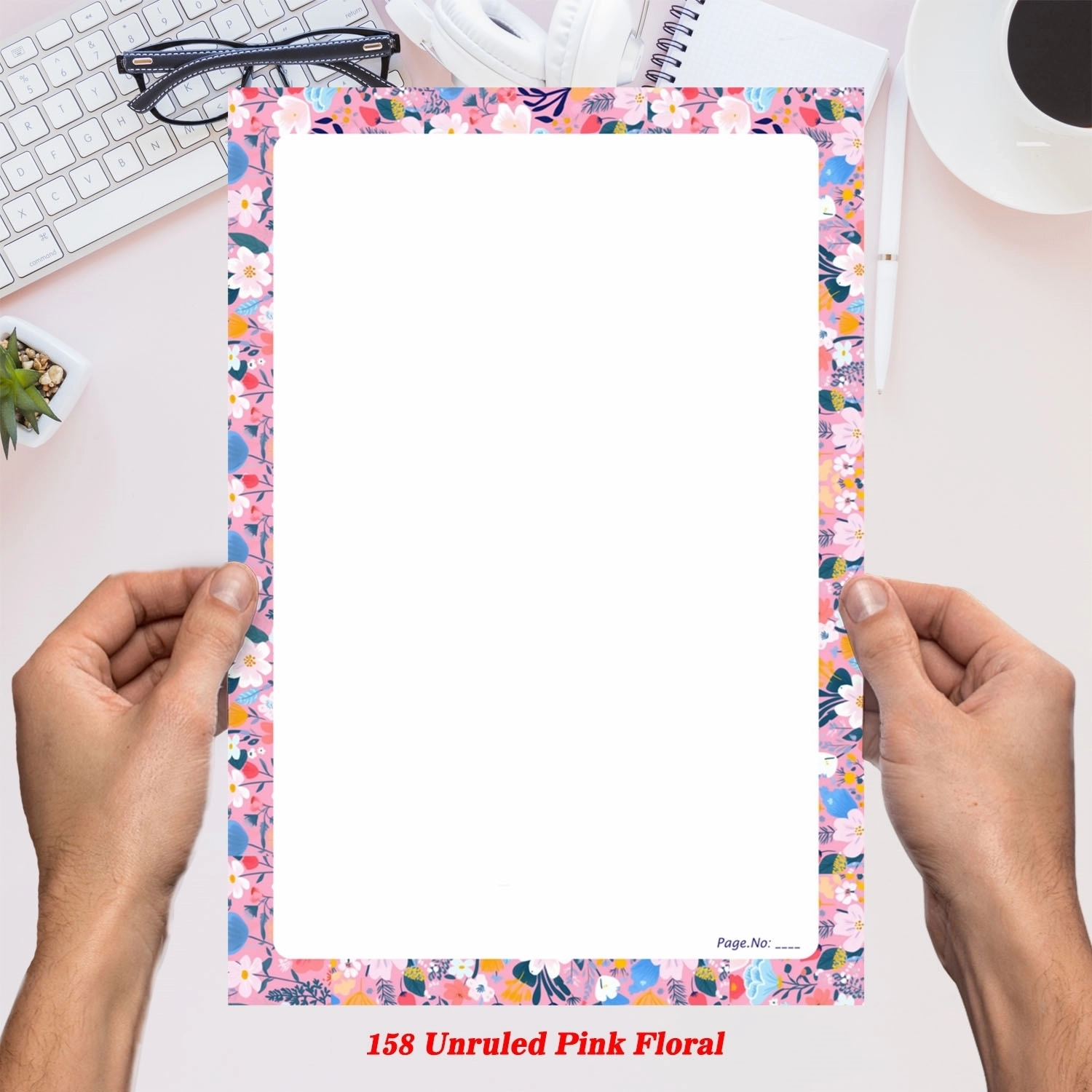 158 Unruled Pink Floral Project Papers Designer Sheet Multicolor 