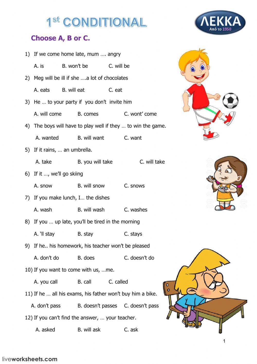 1st Conditional Free Interactive Worksheets 46595