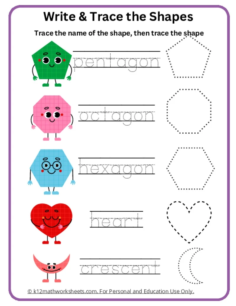 1st Grade Math Worksheets Printable Geometry
