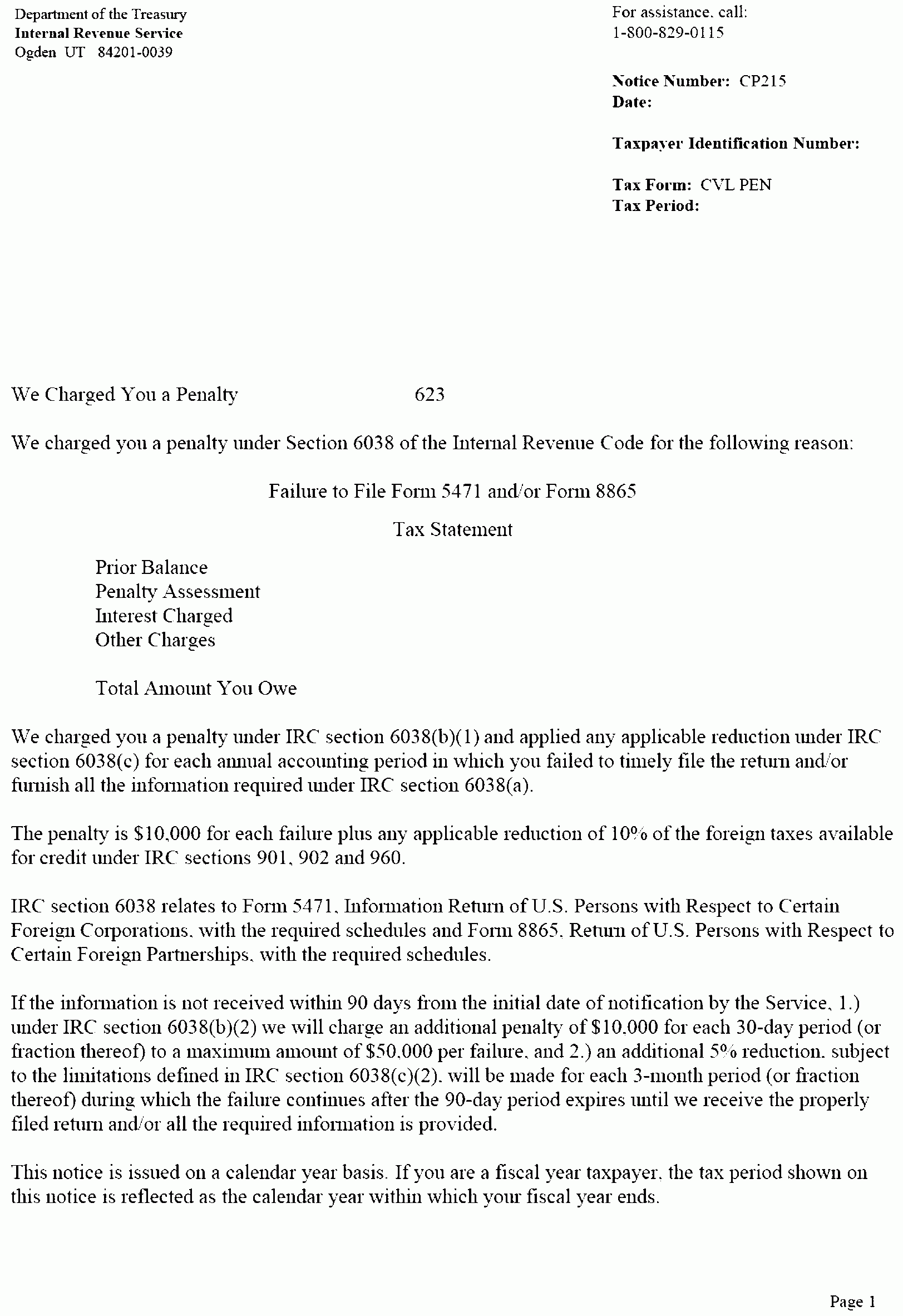 20 1 9 International Penalties Internal Revenue Service
