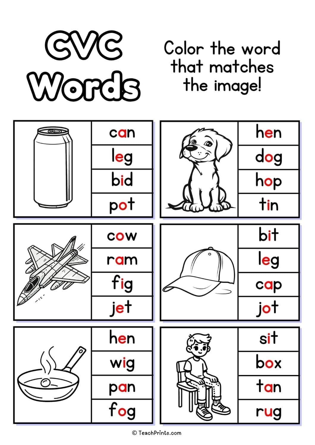 Free Printable Cvc Worksheets For Kindergarten
