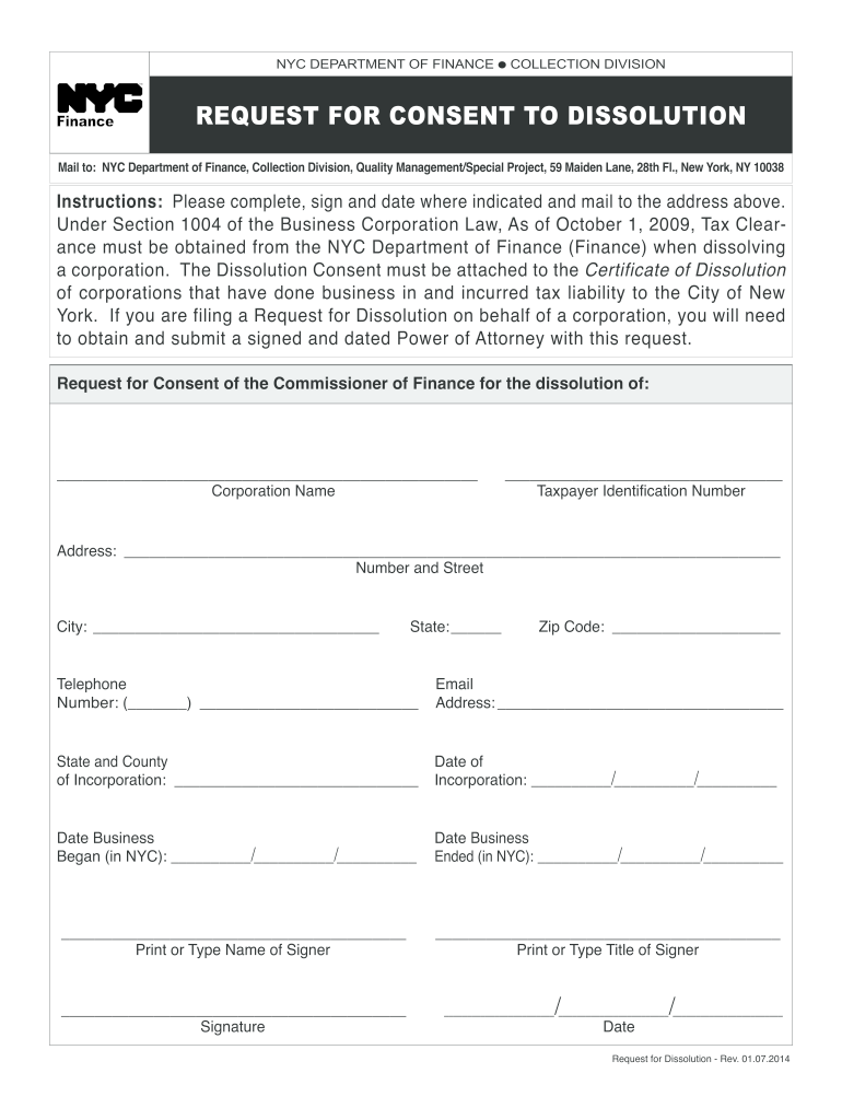2014 2025 Form NY Request For Dissolution Fill Online Printable 