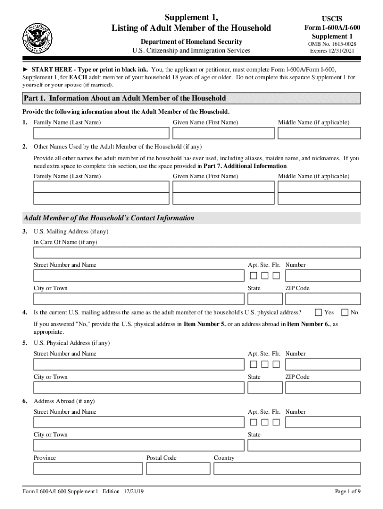 2019 Uscis 600a Listing Fill Out amp Sign Online DocHub